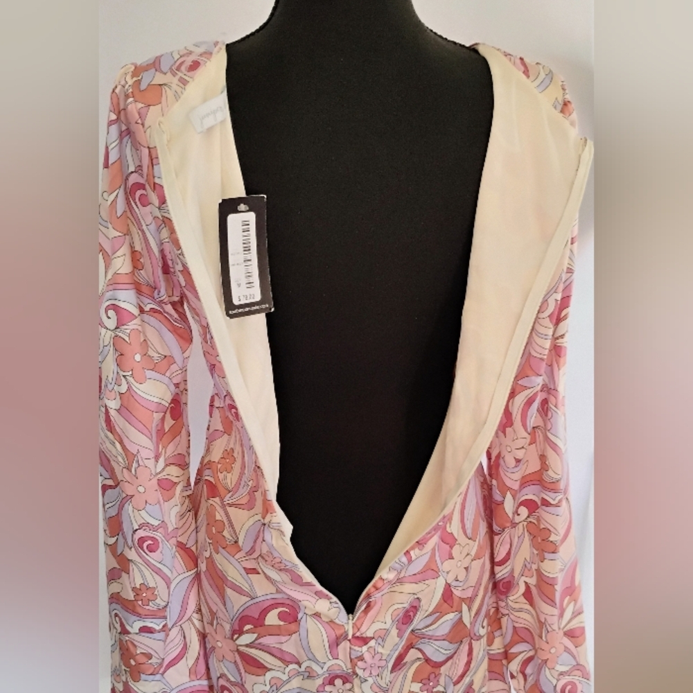 NWT South Moon Under Midi Dress Fit & Flared Sz M Floral Pinks 70's Style I-4 - Picture 4 of 12